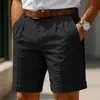 Pantalones Cortos de Lino Casual de Verano para Hombre Amazon Color Sólido de Cinco Puntos Estilo Traje Deportivo de Golf
