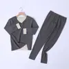 Roupa térmica masculina AB de veludo dupla face super elástica para outono e inverno, com gola redonda grossa, calça longa