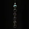 Atrapasol de Grava de Cristal Natural Color 6 Anillos Redondos Pequeños Campana de Viento Hecha a Mano Colgante Decorativo