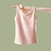 Chaleco Grueso Cálido Forrado de Polar Otoño e Invierno para Mujer Cuello Redondo Correa Interior Ajustado Adelgazante Chaleco Interior Superior Base