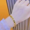 Nuevo Pulsera de Oro Blindada No se Desvanece Trébol de Cuatro Hojas Boca Viva Empuje y Tire Pulsera Sólida de Oro Real Joyería de Boda para Novia