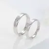 Anel de casal de coração que abre em prata de lei S925 um par de anel de casal masculino e feminino de eletrocardiograma anel de batimento cardíaco maré criativa