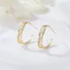 Pendientes Retorcidos en Forma de C con Aguja S925 de Fábrica Chapados en Oro de 14K Estilo Europeo y Americano Pendientes Elegantes de Alta Gama Venta al por Mayor en Stock