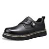 Zapatos Populares para Hombre con Dedos Grandes Transfronterizos de Amazon, Zapatos para Hombre con Suela Gruesa y Hebilla de Perilla, Zapatos Casuales de Cuero, Zapatos de Trabajo para Exteriores de Piel Genuina para Hombre
