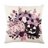 Conjunto de Capas de Almofada Decorativas de Linho para Casa de Halloween com Combo de Capa de Almofada de Sofá de Cabeça de Abóbora Engraçada