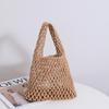 Bolsa de Algodón Tejida Color Caramelo Estilo Coreano de Verano Estilo Perezoso Bolsa de Red de Pesca Moda Bolsa Tejida de Paja Bolso Versátil Bolso de Mujer