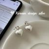 Aretes de Corazón Cepillado de Plata de Ley S925, Diseño Estilo Dongdaemun Ins de Corea del Sur, Tamaño Versátil y Elegante para Mujer