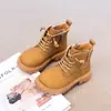 Botas Martin 2026 para niñas, botines de suela blanda, botas para niños, nuevo estilo otoño e invierno, forradas de polar, para niños mayores, botas amarillas
