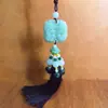 Colgante de coche de cristal verde seguro, joyería con borlas de cuentas, tridimensional, de doble cara, tallado a doble cara, colgante de coche