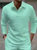 AliExpress Amazon Verão Transfronteiriço Nova Camisa Masculina Cor Sólida Manga Longa Moda Casual Roupas Masculinas Impressão Digital