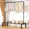 Perchero simple de pie para uso en interiores, perchero móvil de doble barra para almacenamiento de ropa en el dormitorio del hogar