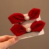 2025 Horquilla para el pelo con lazo para niña, horquilla roja para niña, accesorios para el pelo de princesa para bebé de Año Nuevo