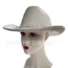 Sombrero de mezclilla nuevo con borde negro brillante de diamantes para adultos, doble de terciopelo brillante para bodas