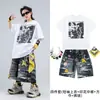 Ropa moderna para niños de street dance, conjunto de manga corta estilo hip-hop para niños y niñas, atuendo de hip-hop genial y elegante para actuación infantil, moderno y llamativo