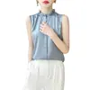 Chaleco sin mangas de alta calidad con cuello de encaje con volantes para mujer 25 Primavera y Verano Seda Deslizante Vertical Top Estilizado Versátil