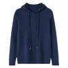 Nuevo Sudadera con Capucha Casual Suave para Hombre de Lana Pura Invierno Otoño Sudadera con Capucha Holgada Tejido de Punto Manga Larga Top Versátil