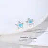 Pendientes de Estrella Azul Fresca de Verano Exquisitos de Cinco Puntas Pendientes de Moda Elegantes Pendientes de Aguja de Plata 925 Gama Alta