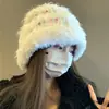 Bonito Sombrero de Pescador de Peluche de Gominola Pequeña para Mujer en Otoño e Invierno Cálido y a Prueba de Frío Sombrero de Lana Tejido Sombrero con Protección para los Oídos a Prueba de Viento