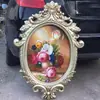 Marco de Fotos Ovalado Estilo Europeo Retro, Marco de Pintura al Óleo, Marco de Fotos de Boda, Accesorio de Decoración de Pared Dorado para Bodas, Marco de Espejo Decorativo