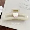 Presilha de Cabelo Quadrada Fashion Versátil Rosa e Branca com Letras de Coração Coreana Presilha de Tubarão Acessório de Cabelo Atacado para Mulheres