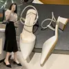 Tacones Altos de Tacón Grueso con Punta Abierta en la Espalda Sandalias Versátiles de Dos Vías Estilo Francés para Mujer Nuevos Sandalias de Punta Cerrada para Mujer Primavera/Verano 2026