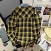 Camisas a Cuadros Retro de Manga Larga para Hombres y Mujeres en Primavera y Otoño 2025, Chaquetas a Cuadros con Cuello Patchwork, Camisas de Marca Modernas