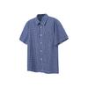 OUSWE Marca da Moda Estilo Americano Camisa Xadrez Retro com Babados Masculina Solta Fashion Verão Manga Curta Xadrez RC191