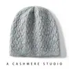 Chapéu de Cashmere Puro Novo para Outono/Inverno da Primeira Linha para Mulheres, Cor Sólida, Quente, Tricotado, Proteção para as Orelhas, Touca Pós-parto, Vazado, Chapéu Slouchy