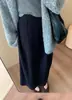 Falda Larga Recta de Cintura Media Alta Elasticidad con Abertura en el Dobladillo Gruesa Nueva Otoño e Invierno 2025 Elegante Versátil para Mujer