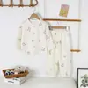 Pijama de verano para niñas, ropa casual para el hogar para niños, lindo conjunto de cárdigan para niños pequeños y medianos, ropa para estudiantes para aire acondicionado