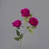 Flor Artificial de Rosa Redonda de Tres Cabezas Flor Artificial Arreglo de Boda Flor de Rosa Individual Adornos para Sala de Estar Flor de Seda Flor Decorativa Boda