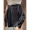 Camiseta Longa Única com Decoração de Rebites 2026 para Homens e Mulheres, Gola Semi-Alta, Barra Irregular, Top de Caimento Solto