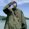 Capa Funcional de Verano para Exteriores Cortavientos Protector Solar para Hombre UPF50 Ligera Transpirable con Capucha de Seda de Hielo para Pesca Protector Solar