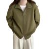 Cardigan de Punto de Color Sólido Simple, Suelto, Moda, Versátil, Casual, Nuevo para Otoño e Invierno, Estilo Coreano, Doble Cremallera, para Mujer, Transfronterizo
