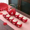Set de Ceremonia de Té para Celebración de Boda, Suministros de Compromiso Estilo Chino, Bandeja Roja de Dote Nupcial, Tetera, Caja de Regalo para Juego de Té