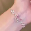 Pulsera de Mariposa Rosa Dulce con Pedrería, Fresca y Elegante, Versátil y Exquisita, con un Sentido de Ambiente para el Uso Diario