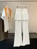 Jeans Feminino Estilo Coreano Falso Duas Peças Barra Franzida Micro Flare Outono Nova Moda Retrô Camadas Emagrecedor Casual Perna Larga Longo