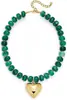 Collar Exagerado de Resina Acrílica Colorida Colgante de Corazón Hecho a Mano con Cuentas Cadena para Clavícula para Mujeres