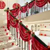 Juego de decoración para pasamanos de escalera de boda, cortina colgante decorativa floral de tela artificial, suministros de decoración para habitación de boda, arreglo para pasamanos de escalera