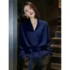 Cárdigan de punto con cuello en V 2026 para mujer, otoño e invierno, casual, elegante, estiloso, rejuvenecedor, con cinturón de corbata, chaqueta suéter top