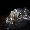 Anillo de plata de ley 925 al por mayor, anillo de la suerte para hombre, abierto, plata tailandesa, retro, joyería de moda personalizada