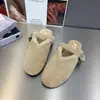 Amante del estampado de leopardo~ Mocasines de Dedo Abierto con Hebilla Retro para Mujer 2026 Otoño/Invierno Nuevos de Suela Gruesa Versátiles Pantuflas de Piel