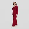 Nuevo Conjunto de Primavera de Estilo Europeo y Americano de Manga Larga y Pantalón Largo de Wenhua, Ropa de Casa Casual y Cómoda, Camisa con Cuello de Raya Ondulada Tz4138