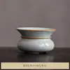 Tazón de té de tres partes Dehua de cerámica grande, estilo horno Ru, con patrón de paisaje azul y blanco, no quema, resistente al calor, para uso doméstico, juego de té Kung Fu