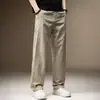 Calça casual masculina italiana de alta qualidade, perna larga, novo estilo verão 2026, calça cargo reta solta da moda estilo americano, fina