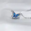Collar de Mariposa Azul Hielo para Mujer Lujo Ligero Versátil Estilo Ins Colgante de Circonita Azul Cadena para Clavícula de Mariposa Azul Fresco Elegante