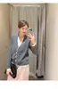 Top de Punto con Encaje de Lana Merino de Dos Piezas Falsas con Cuello en V para Mujer Otoño Er Home Cabinet 3.9K G102521
