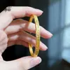 Pulsera Abierta Tradicional de Oro Arena con Borde Ondulado para Mujer, Grabada con los Caracteres "Paz, Alegría, Fortuna", Pulsera Delgada, Chapada en Oro Vietnamita