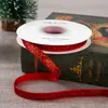 Cinta de Terciopelo Navideña con Lentejuelas en Stock para Decoración - Accesorios de Moño de Cinta Roja y Verde