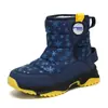 Calçados infantis transfronteiriços para meninas e meninos, botas de algodão infantis, sapatos de algodão quentes espessados com forro de fleece, botas de neve para exterior